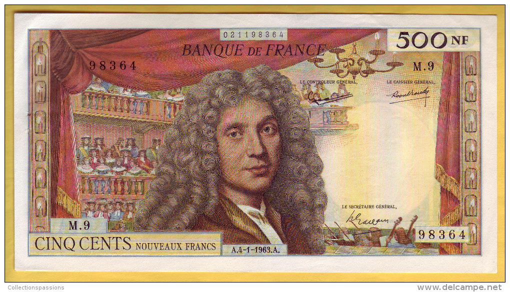 BILLET FRANCAIS - 500 NF Molière 4.1.1963 SUP - 500 NF 1959-1966 ''Molière''