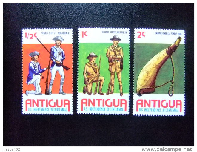 ANTIGUA 1976  Soldados Independencia De Los Estados Unidos Yvert 415 / 417 ** MNH Incompleta - 1960-1981 Autonomie Interne