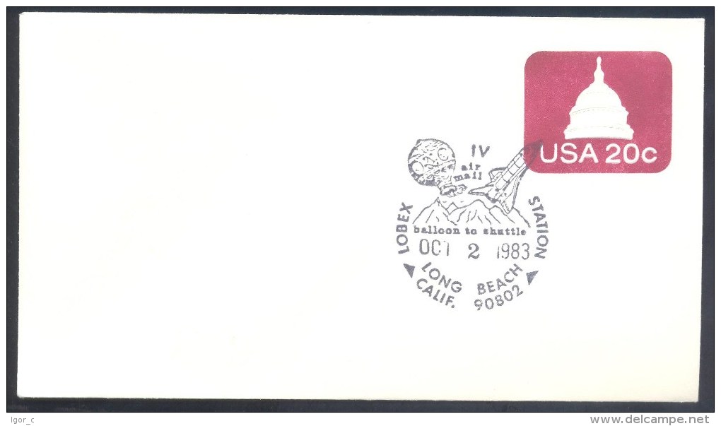 USA 1984 Postal Stationery Cover: Space Weltraum Espace: MONTGOLFIER'S Balloon To Space Shuttle - Etats-Unis