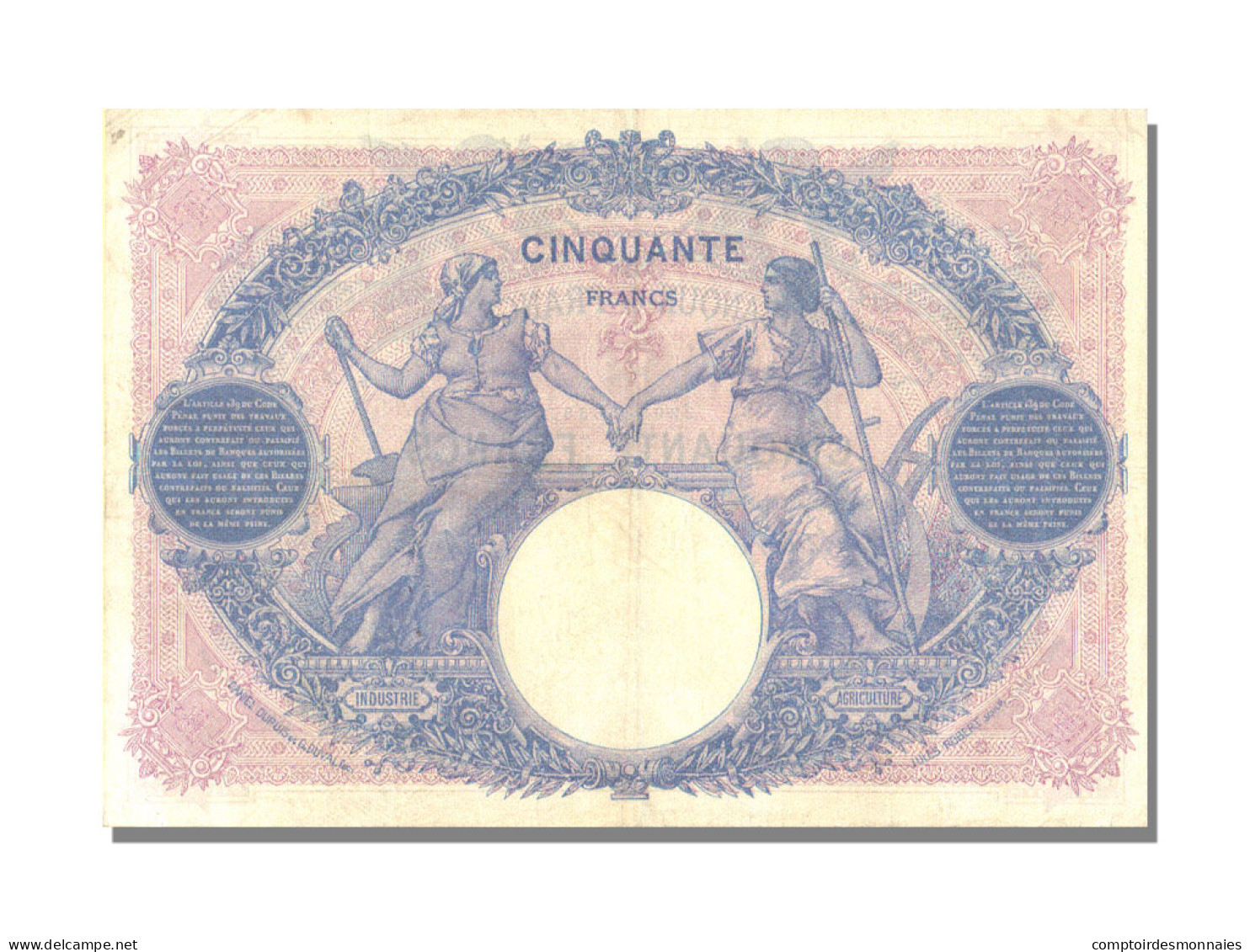 Billet, France, 50 Francs, 50 F 1889-1927 ''Bleu Et Rose'', 1921, 1921-01-14 - 50 F 1889-1927 ''Bleu Et Rose''