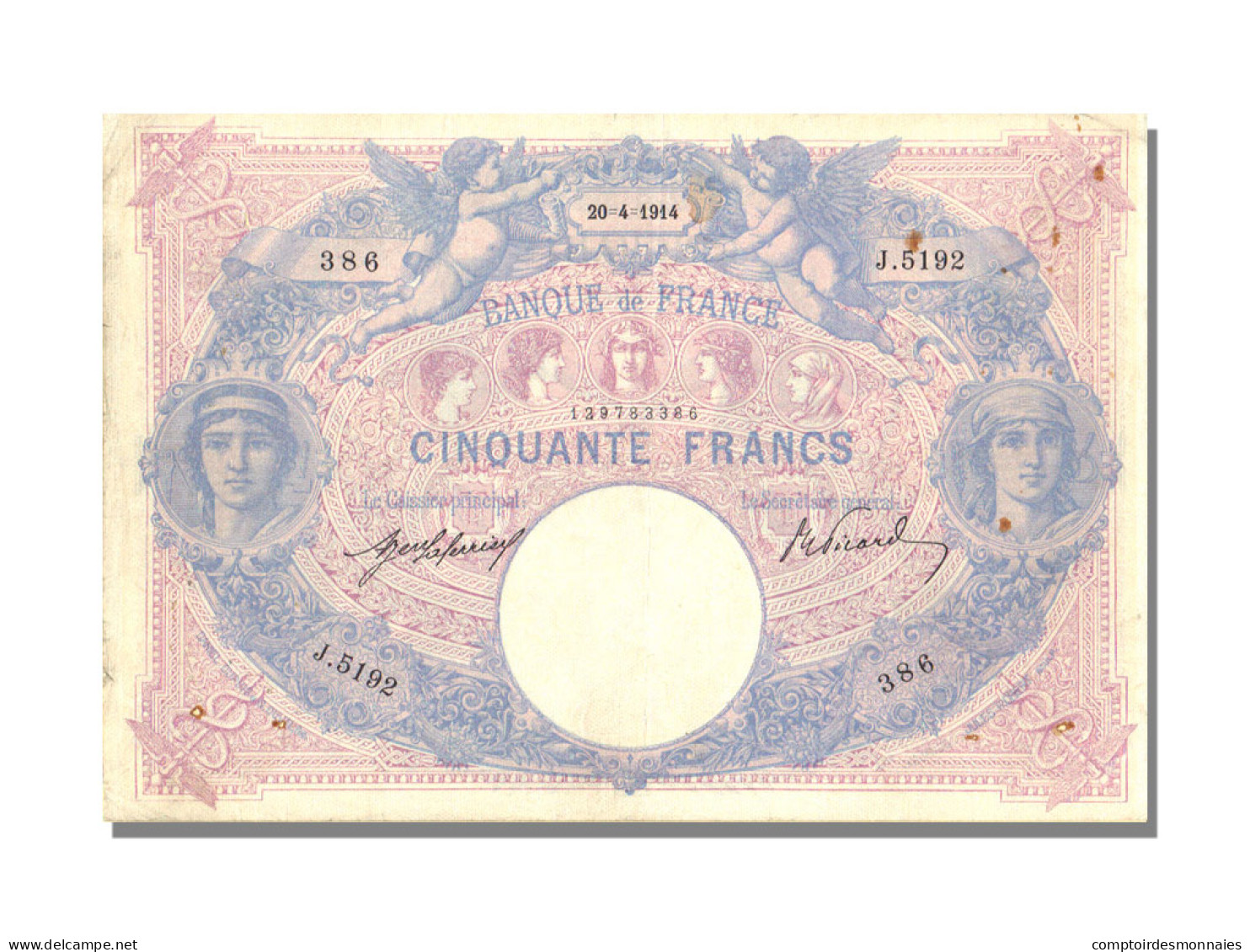 Billet, France, 50 Francs, 50 F 1889-1927 ''Bleu Et Rose'', 1914, 1914-04-20 - 50 F 1889-1927 ''Bleu Et Rose''