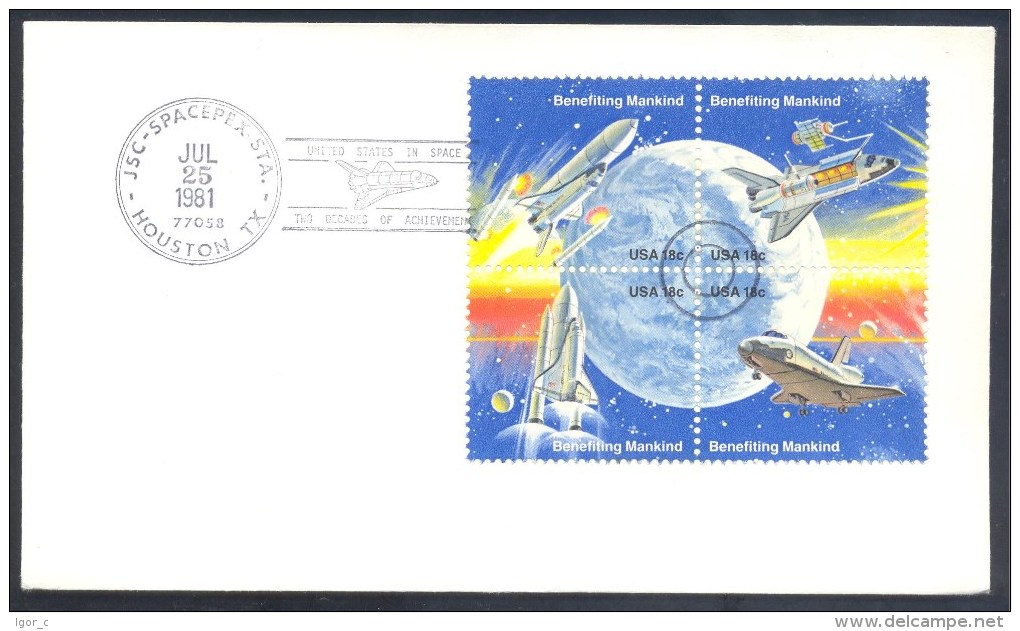 USA 1981 Cover: Space Weltraum Espace: United States In Space Two Decades Of Achievements Space Shuttle Cancellation - Etats-Unis