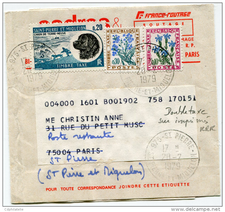 ST PIERRE ET MIQUELON IMPRIME AVEC TAXE MIXTE FRANCE / SAINT PIERRE ET MIQUELON  (RRR) - Covers & Documents