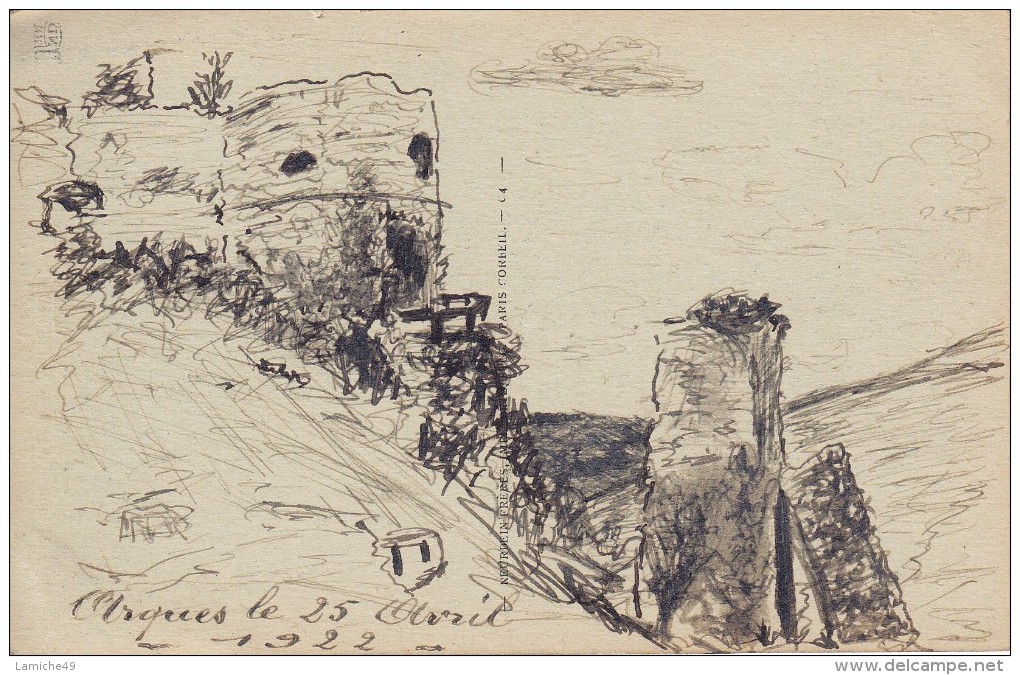 VARENGEVILLE Sur MER Manoir D Ango  Avec Au Dos DESSIN Au Fusain De Avril 1922 D ARQUES LA BATAILLE Artiste Peintre  ? - Varengeville Sur Mer