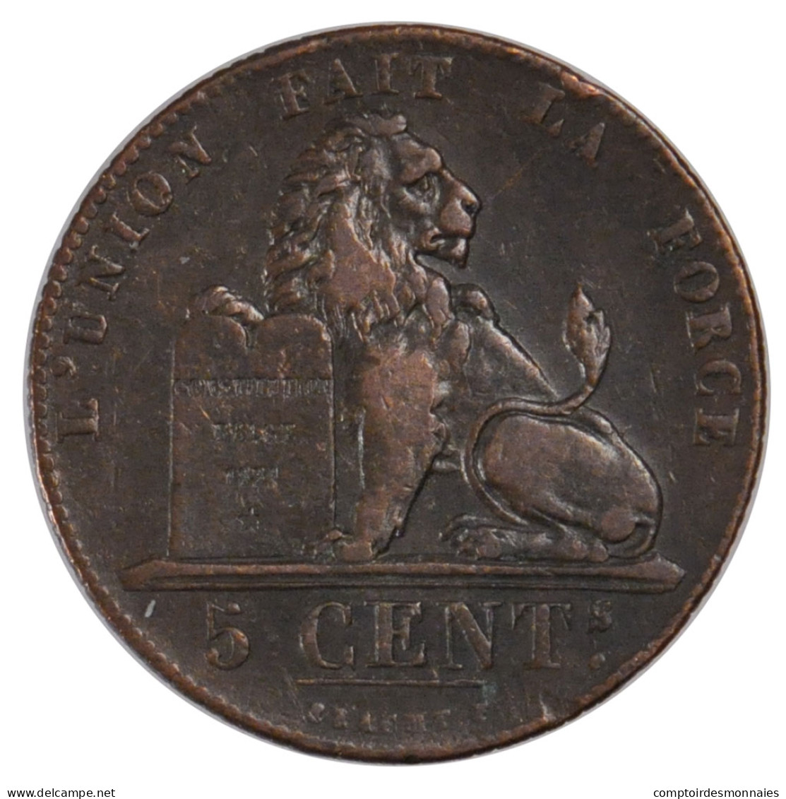 Monnaie, Belgique, Leopold I, 5 Centimes, 1841, TTB, Cuivre, KM:5.2 - 5 Cent