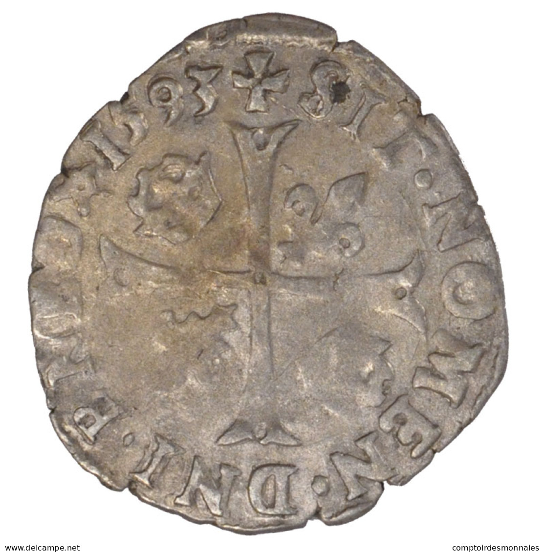 Monnaie, France, Douzain, 1593, Limoges, TB, Argent, Sombart:4420 - 1589-1610 Henri IV Le Vert-Galant