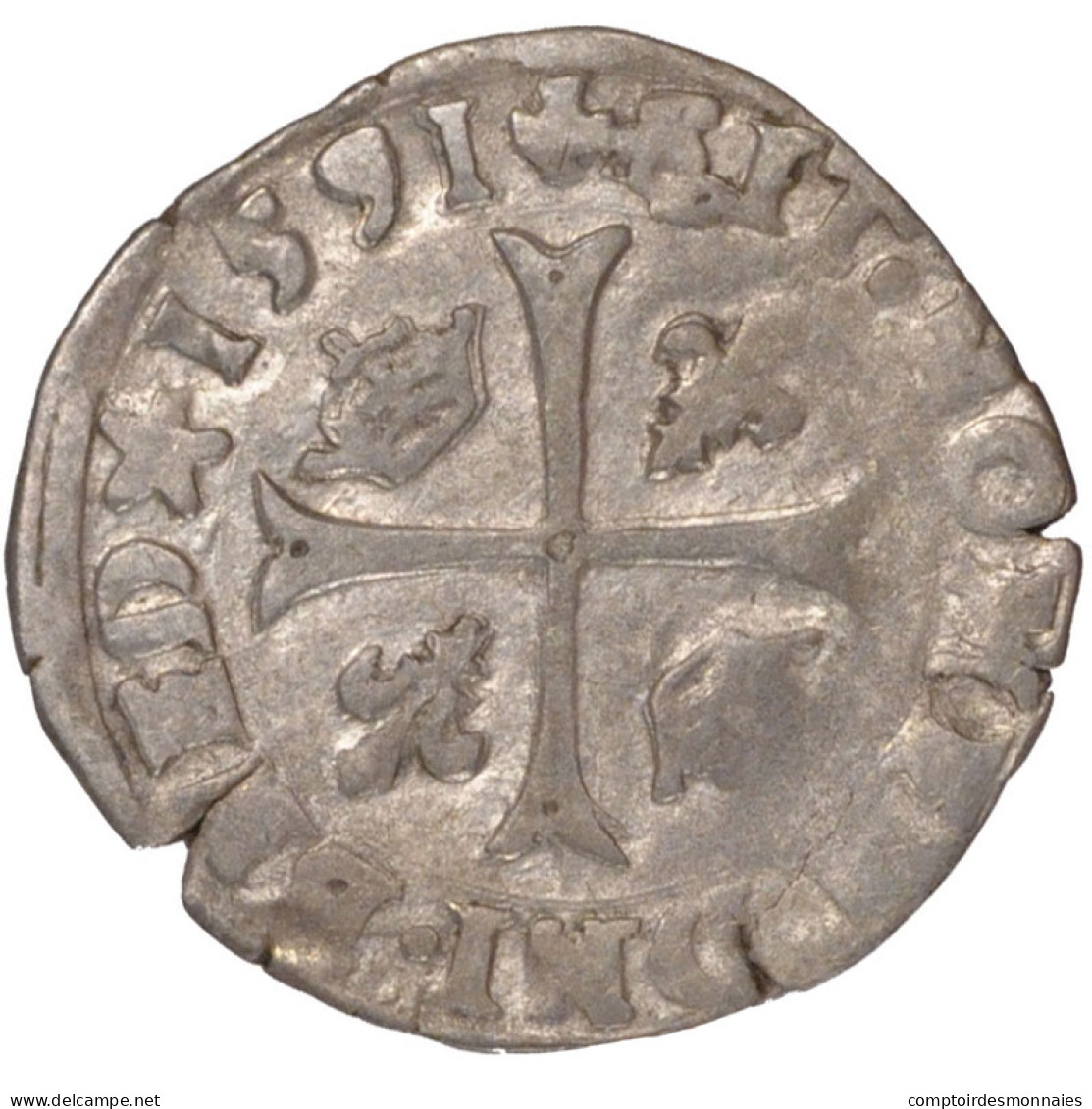 Monnaie, France, Douzain, 1591, TB, Argent, Sombart:4420 - 1589-1610 Henri IV Le Vert-Galant