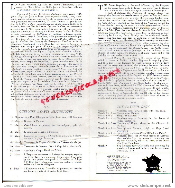 38 - GRENOBLE -06- GOLFE JUAN LES PINS- LA ROUTE NAPOLEON- VIZILLE-LAFFREY-CORPS-GAP-SISTERON-DIGNE-BARREME-CASTELLANE-G - Dépliants Touristiques