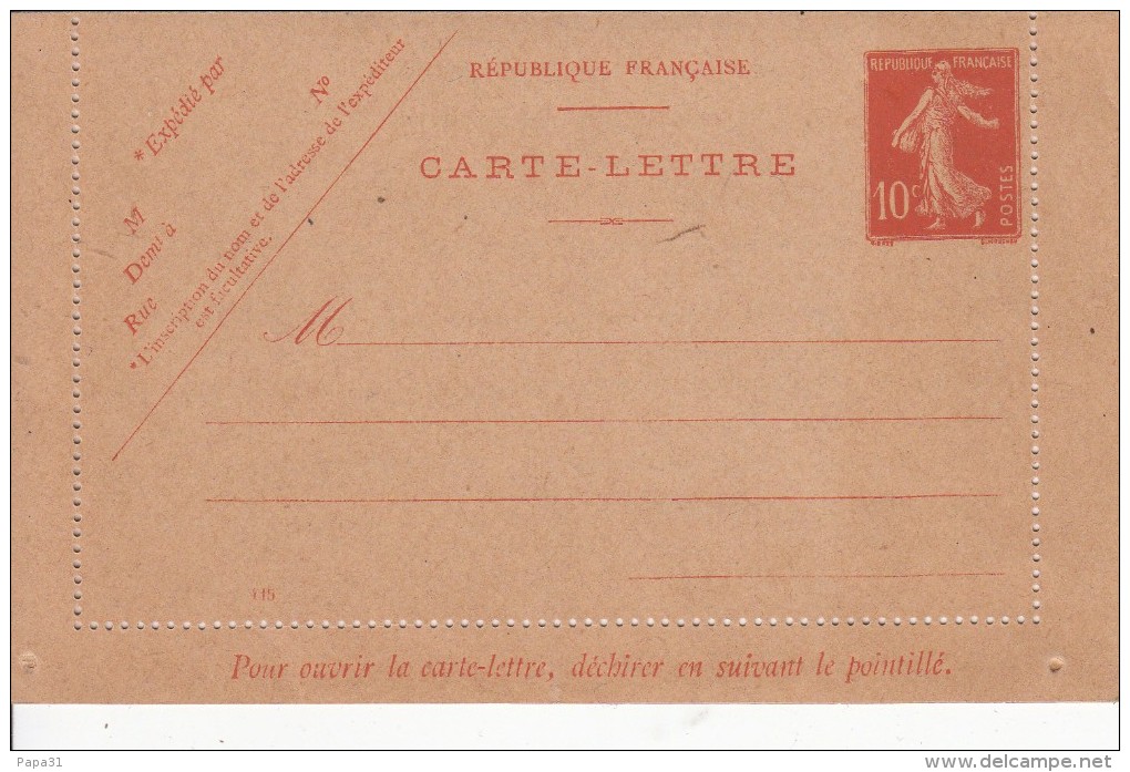 Carte - Lettre  - écrite -semeuse 10c Rouge - Kaartbrieven