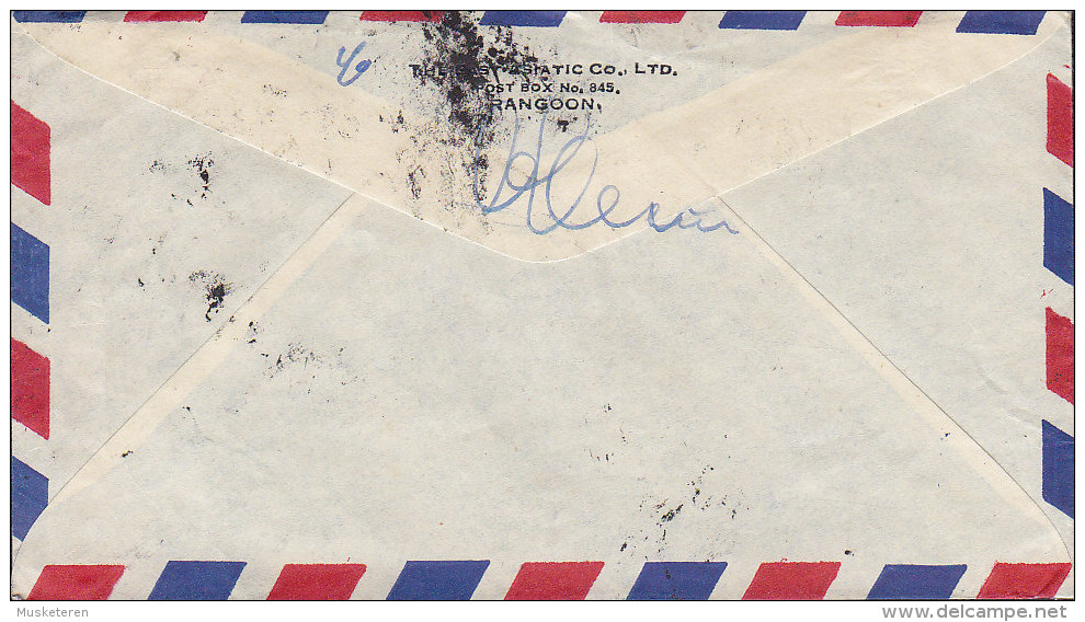 Burma Air Mail Par Avion THE EAST ASIATIC Co. RANGOON Cover Brief To Denmark (2 Scans) - Myanmar (Burma 1948-...)