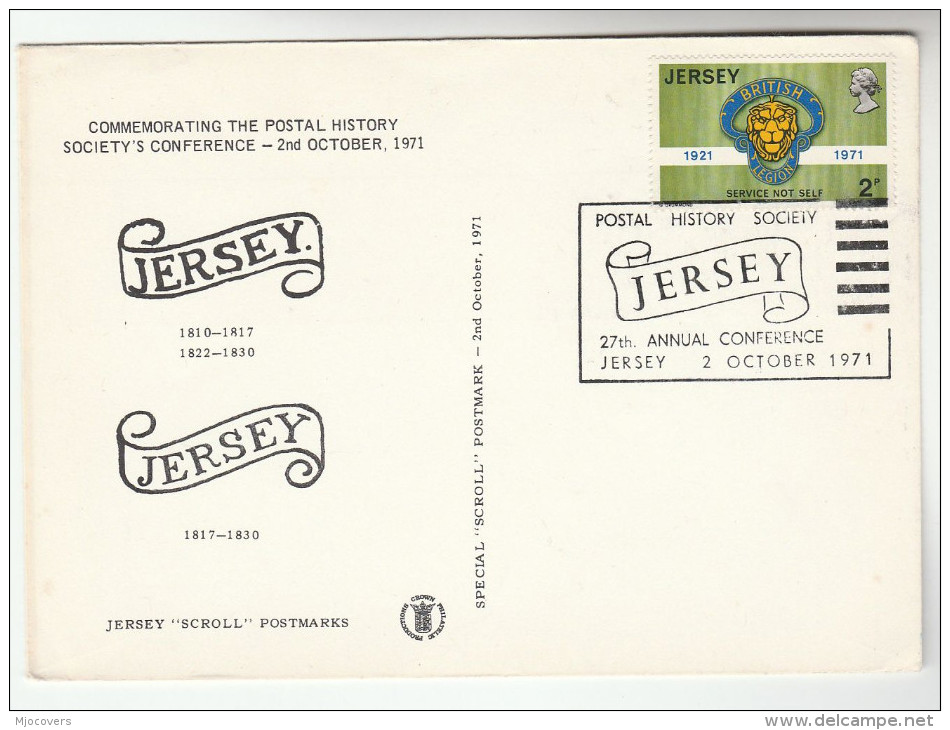 1971 JERSEY POSTAL HISTORY CONFERENCE EVENT COVER Stamps British Legion Lion - Jersey