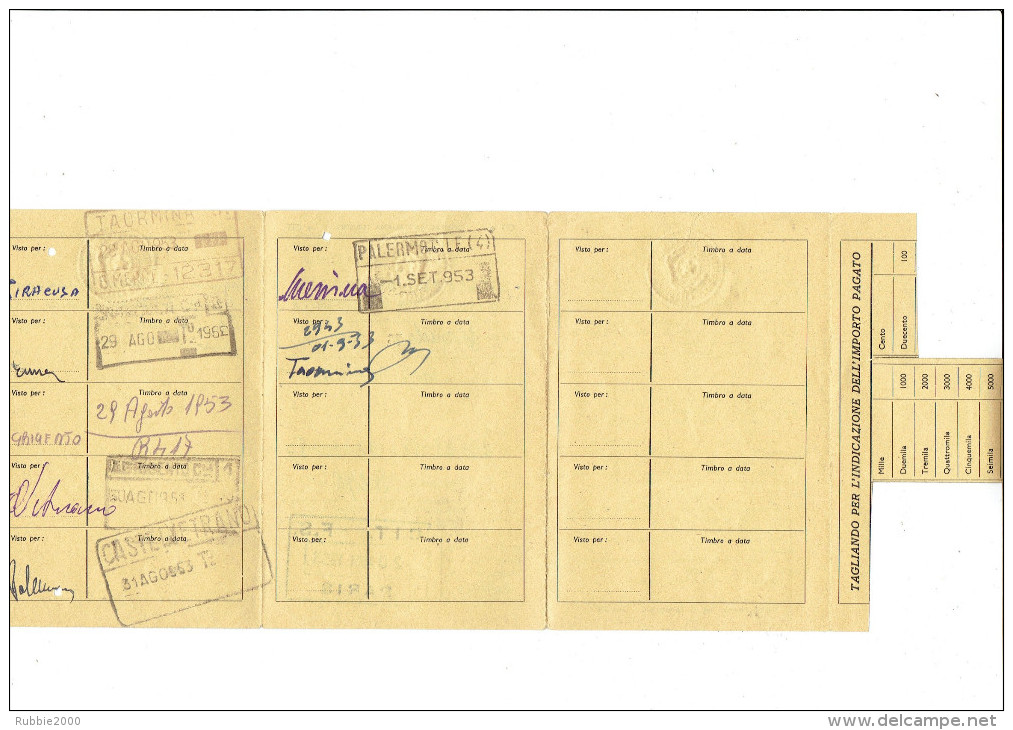 BIGLIETTO CIRCOLARE AD ITINERARIO COMBINABILE 1953 BILLET CIRCULAIRE CHEMIN DE FER ITALIEN - Europa