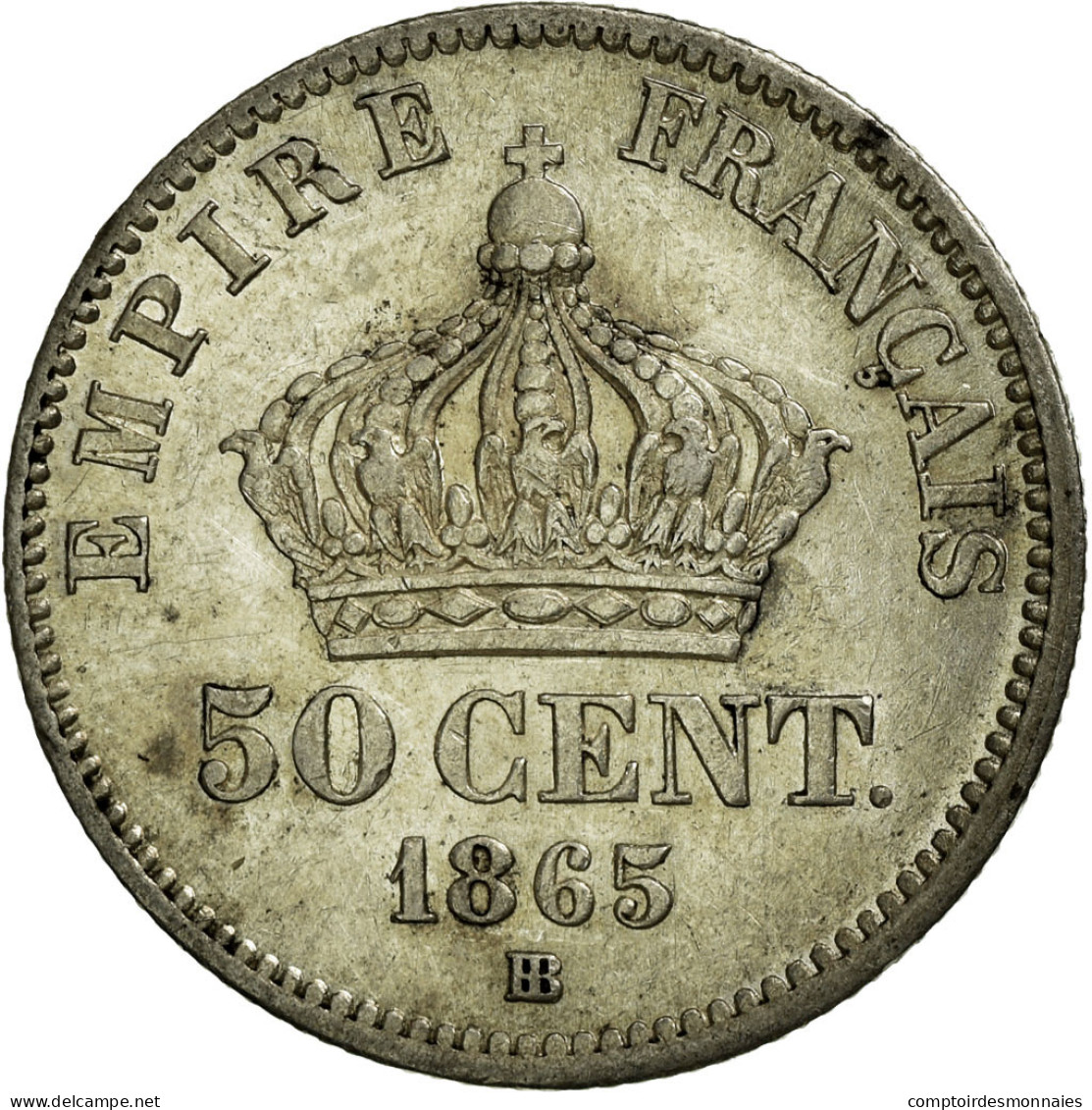 Monnaie, France, Napoleon III, Napoléon III, 50 Centimes, 1865, Strasbourg - G. 50 Céntimos