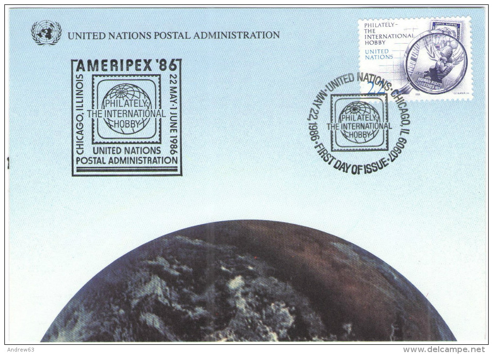 ONU - NAZIONI UNITE - UNITED NATIONS - NATIONS UNIES - 1986 - Philately, The International Hobby + Special Cancel Ame... - Maximum Cards