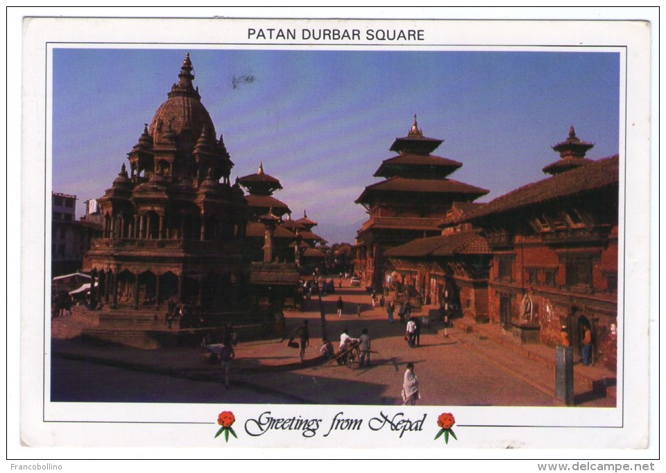 GREETING FROM NEPAL - PATAN DURBAR SQUARE / THEMATIC STAMPS-RHINO / MT.EVEREST - Nepal