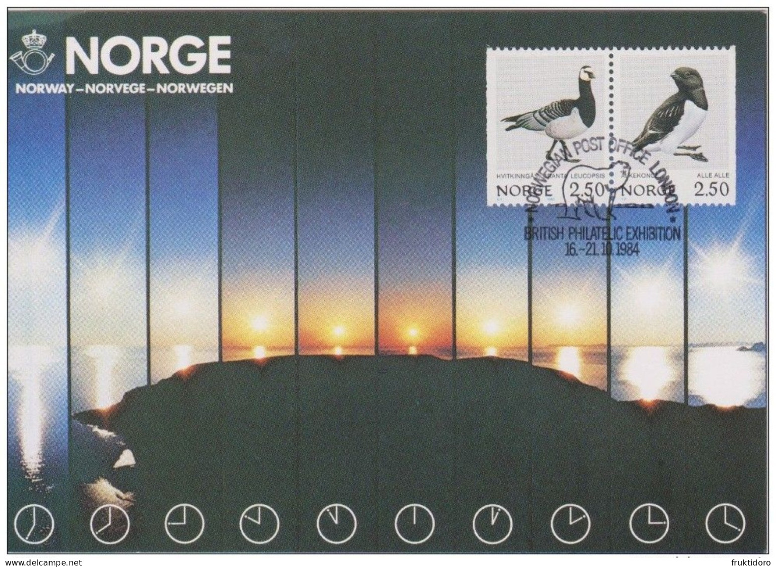 Norway Exhibition Cards 1984 With Mi 883-884 Birds - Barnacle Goose - Branta Leucopsis - Little Auk - Collections