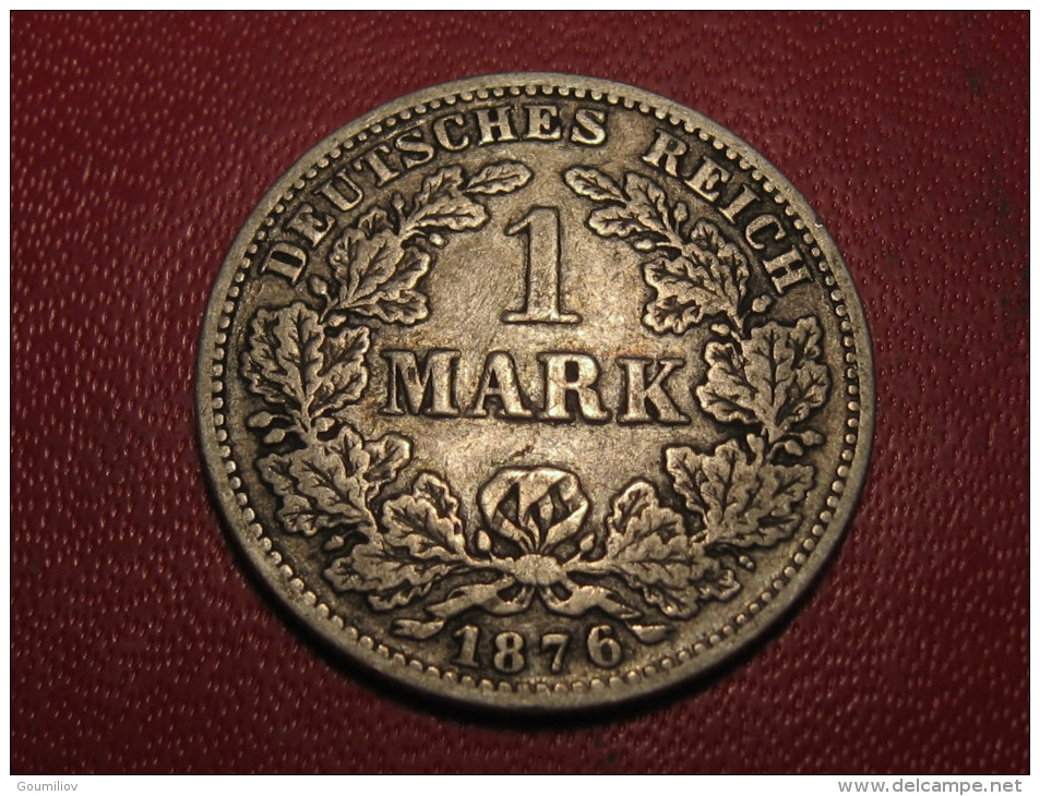 Germany - 1 Mark 1876 G Silver 8163 - 1 Mark