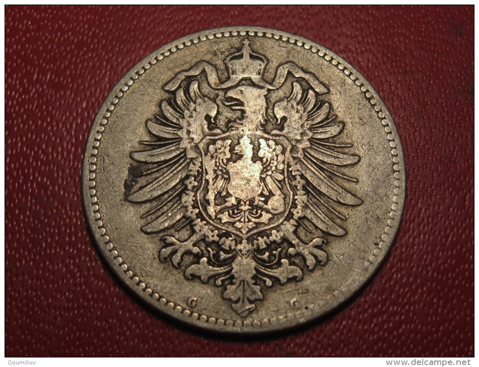 Germany - 1 Mark 1876 G Silver 8163 - 1 Mark