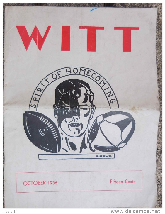 FOOTBALL AMÉRICAIN- REVUE WITT (OCTOBRE 1936) COLLEGE SPRINGFIELD, 3 PUB TABAC - 1900-1949