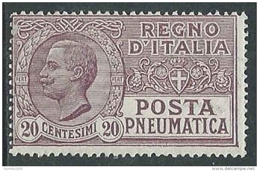 1925 REGNO POSTA PNEUMATICA EFFIGIE 20 CENT MNH ** - Y050 - Pneumatic Mail