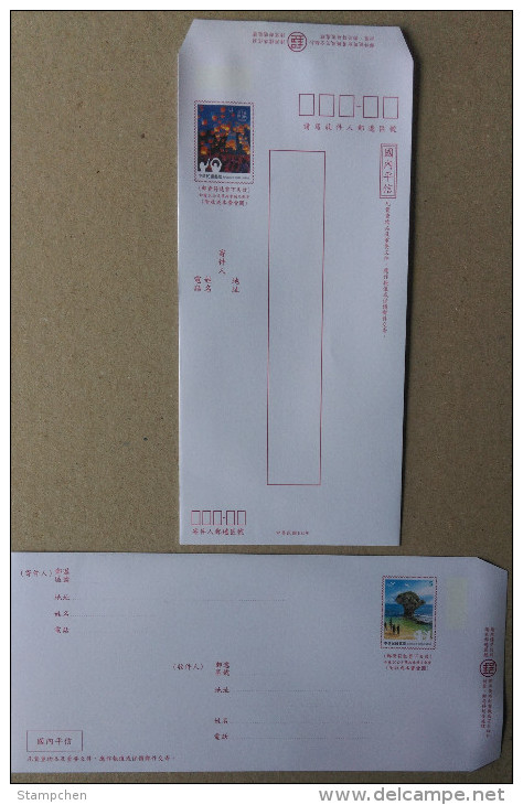 Taiwan Set Of 2 2015 Visit Taiwan Pre-stamp Covers Lantern Festival Coral Island Rock Photography - Entiers Postaux