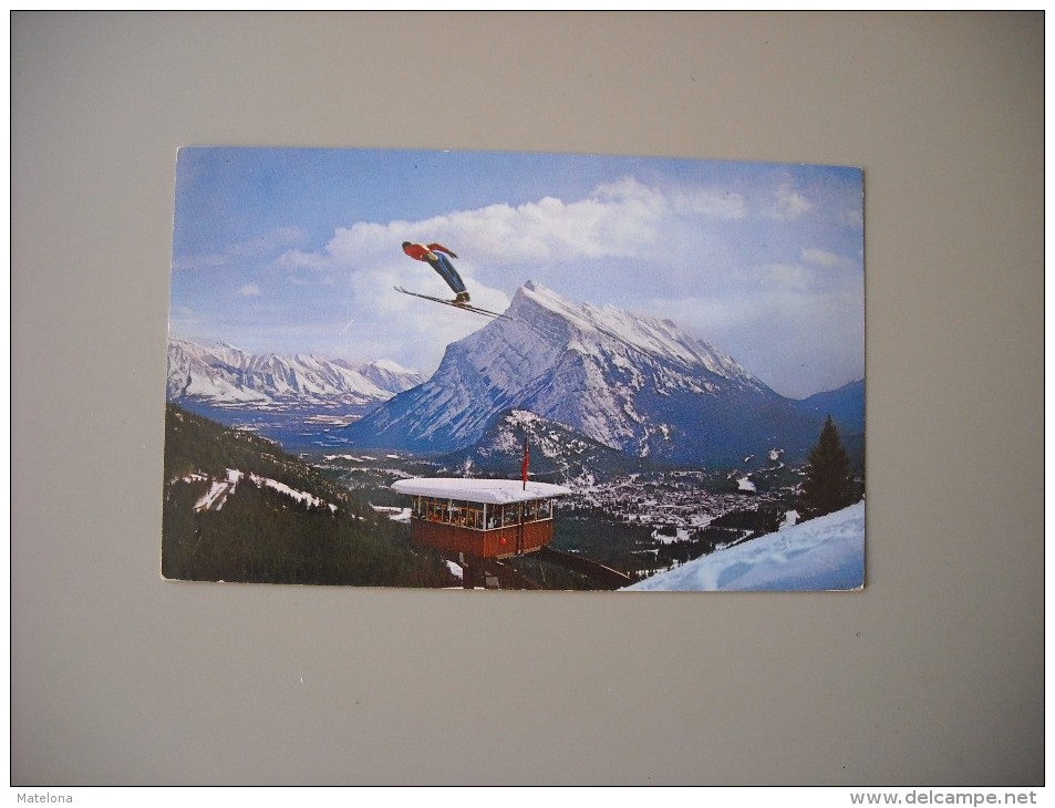 CANADA ALBERTA BANFF SKI JUMP WITH THE JUDGES'TOWER ON MT. NORQUAY SHOWING MT. RUNDLE..... - Banff