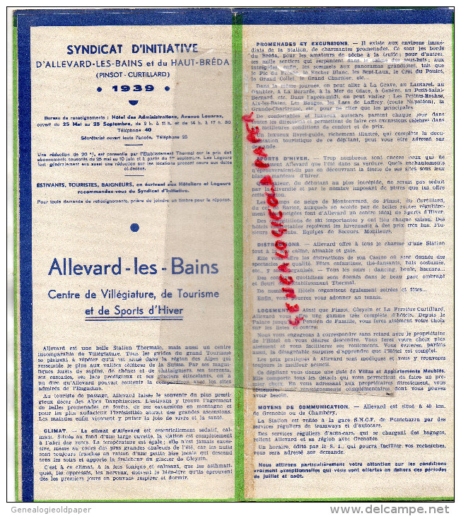 38 - ALLEVARD LES BAINS - DEPLIANT TOURISTIQUE STATION THERMALE 1939- ET HAUT BREDA- PINSOT-CURTILLARD-LA FERRIERE- - Dépliants Touristiques