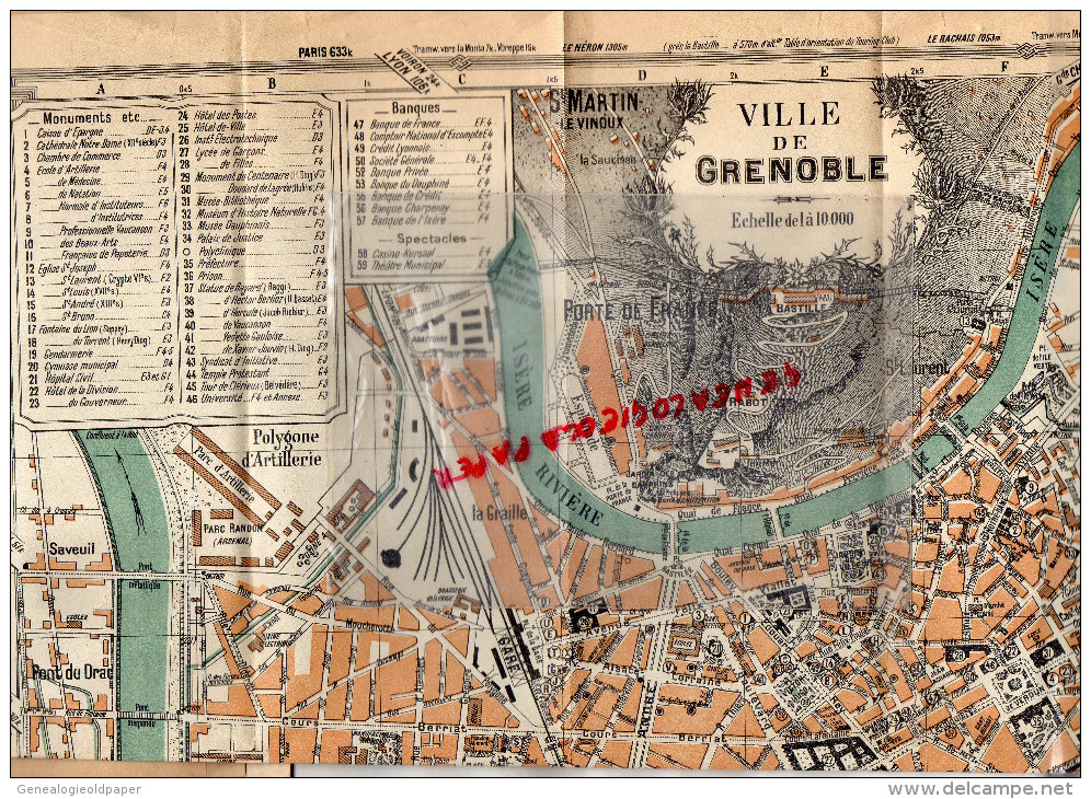 38 - GRENOBLE - GUIDES POL 19 PLACE BELLECOUR LYON- PLAN ANNEES 40-50 - Dépliants Touristiques