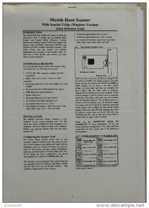 Hand-Held Scanner Mustek CG-6000 Super 262.144 Colors*gebraucht Mit Manual (englisch)--gebraucht - Material Und Zubehör