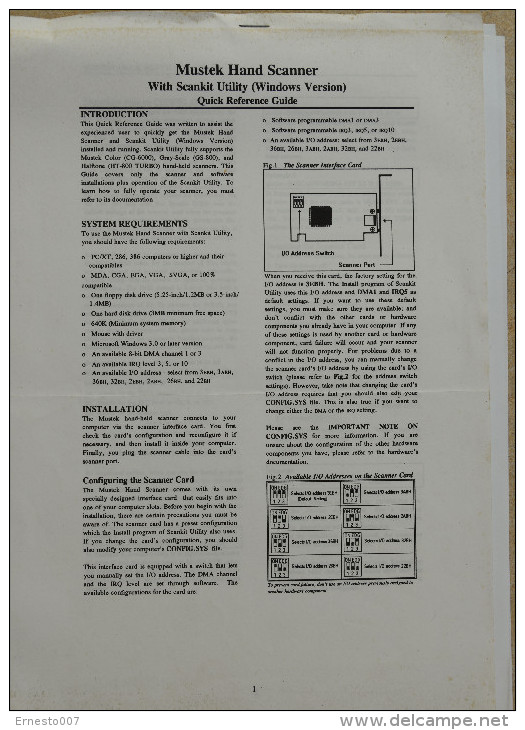 Hand-Held Scanner Mustek CG-6000 Super 262.144 Colors*gebraucht Mit Manual (englisch)--gebraucht - Materiale E Accessori
