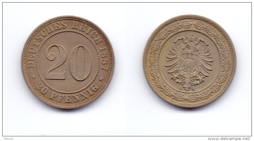 Germany 20 Pfennig 1887 A - 20 Pfennig