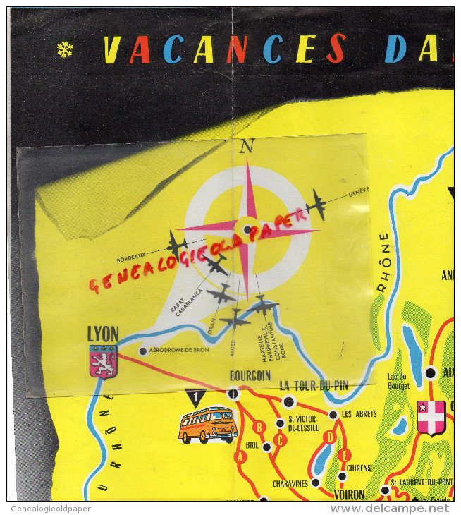 38 - GRENOBLE - VACANCES DANS LES ALPES-AUTOCARS RICOU -CHAMONIX-GENEVE-LYON-VALENCE-BRIANCON-CHAMBERY-VOIRON-URIAGE- - Dépliants Touristiques