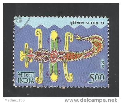 INDIA, 2010, FINE USED, Astrological Signs, (Zodiac), 1 V, Scorpio - Gebruikt
