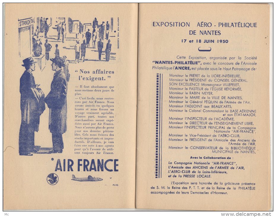 Exposition Aéro Philatelique De Nantes 17 Et 18 Juin 1950 - Expositions Philatéliques