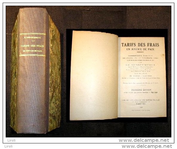 DESREUMEAUX. TARIFS DES FRAIS EN JUSTICE DE PAIX. 1928 - Derecho