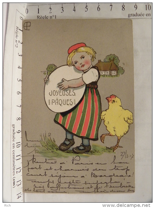 CPA Gauffrée Illustrateur Raphael Tuck  - Joyeuse Pâque (enfant Oeuf Poussin) - Tuck, Raphael