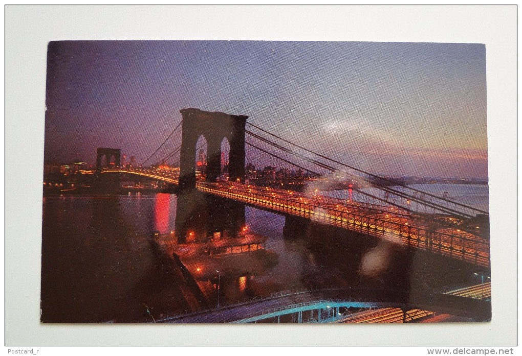United States New York Brooklyn Bridge At Night 1963  A 69 - Puentes Y Túneles