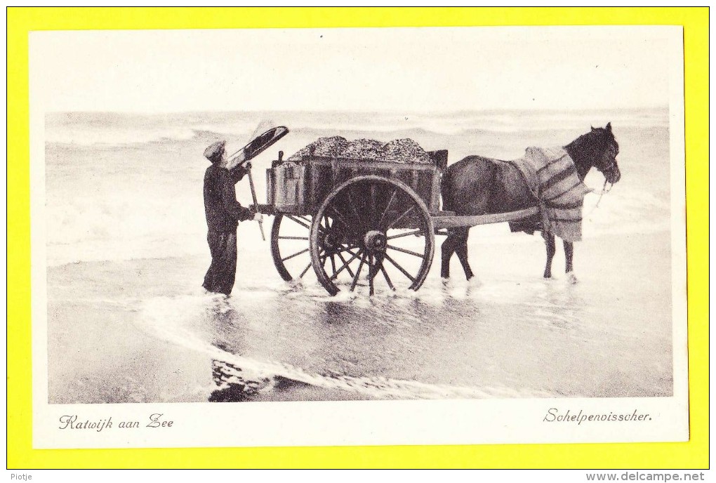 * Katwijk Aan Zee (Zuid Holland - Nederland) * (NV Uitg Mij Rembrandt Utrecht Nr 66) Schelpenvisser, Attelage Cheval - Katwijk (aan Zee)