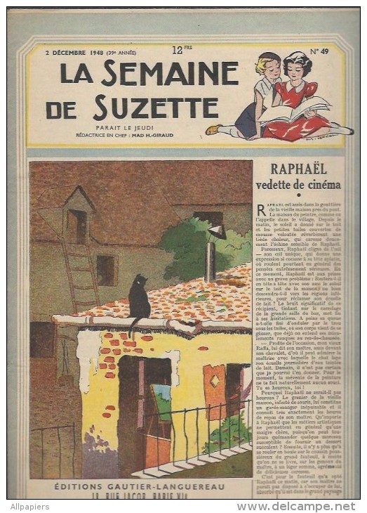 La Semaine De Suzette N°49 Raphael Vedette De Cinéma - Bon De Commande Pour La Poupée Bleuette Et Son Frère Bambino - La Semaine De Suzette