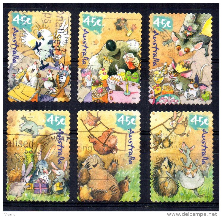 Australia - 2001 - "Wild Babies" Cartoons (Self Adhesive) - Used - Used Stamps