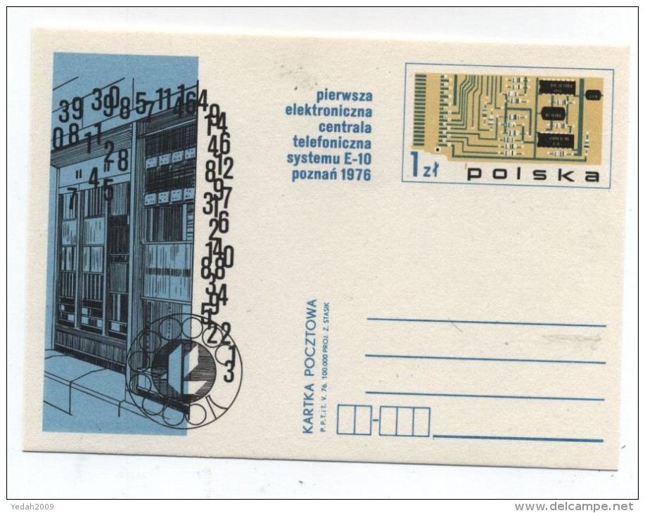 Poland ELECTIC CENTRAL TELEPHONE SYSTEM COMPUTER MINT POSTAL CARD - Computers