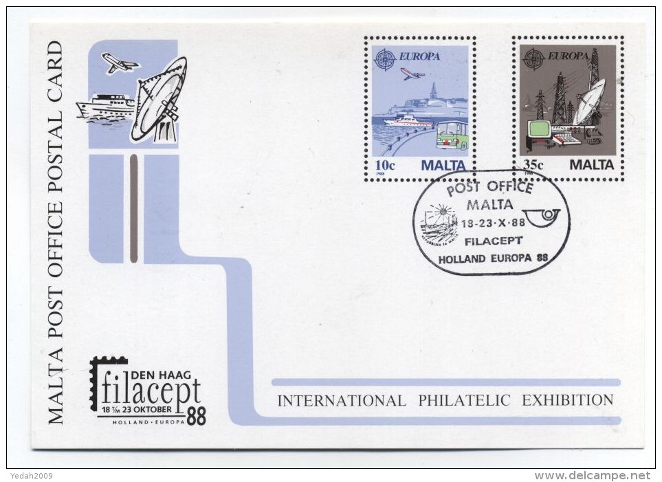 Malta FILACEPT 1988 COMPUTERS MINT FDC POSTAL CARD - Computers