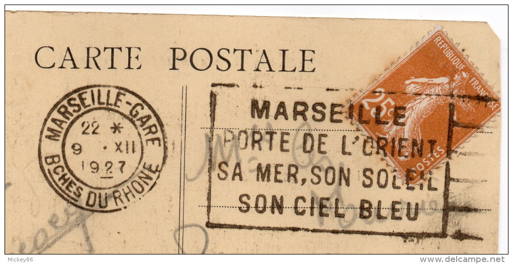 MARSEILLE--1927--Square De La Bourse (petite Animation) éd  ???--Beau Cachet Sur Tp Semeuse  Au Verso - Parken En Tuinen