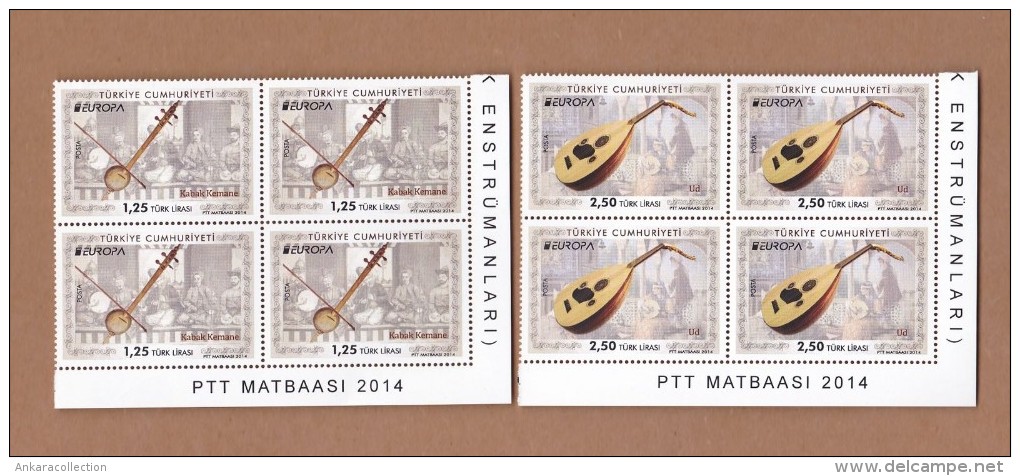 AC- TURKEY STAMP - EUROPA 2014 NATIONAL MUSICAL INSTRUMENTS MNH BLOCK OF FOUR 2014 - Unused Stamps