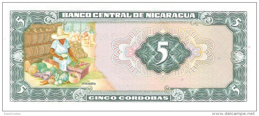 Nicaragua - Pick 122 - 5 Cordobas 1972 - Unc - Nicaragua