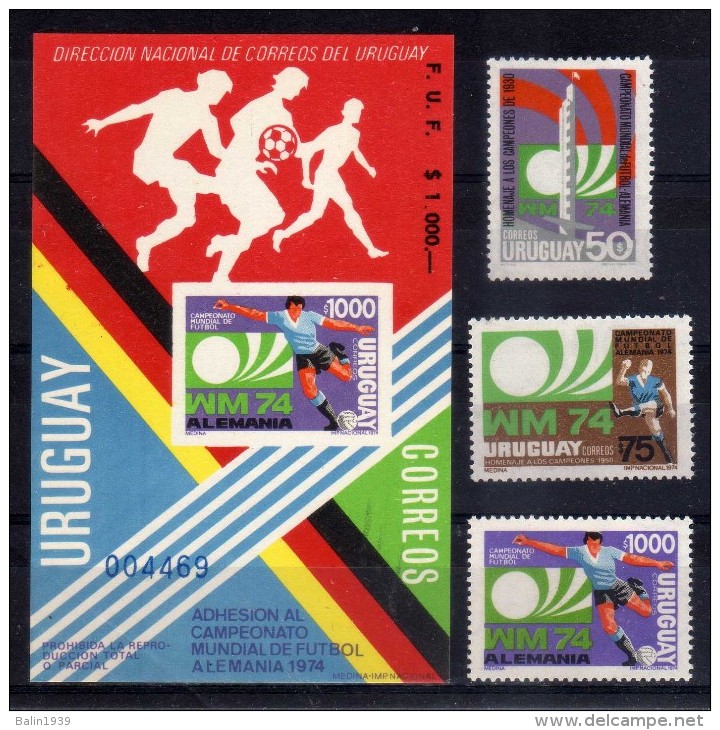 1974 - Uruguay - Mi 1302/-1304** + HB 1304 B** - MNH - UR-163 - 01 - 1974 – Alemania Occidental