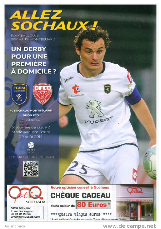 Programme FC Sochaux â€“ Dijon 2014/5 - Libros