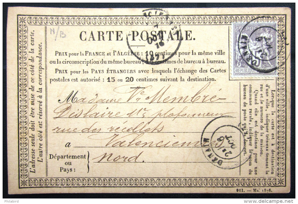 TYPE SAGE + Cachet Type 18 Sur N° 66  --  DENAIN  --  NORD  --  LAC  --  1876 - 1849-1876: Période Classique