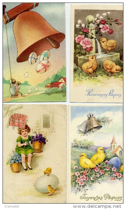 LOT DE 10 CARTES - JOYEUSES PAQUES - Enfant Poussin Oeuf Mouton Cloche - Pâques