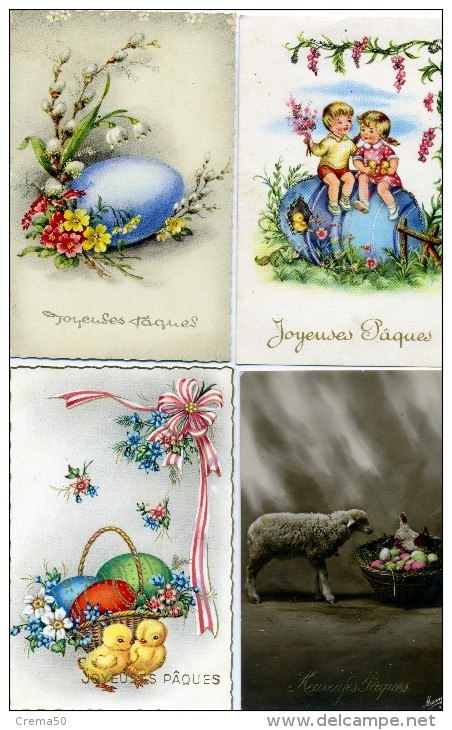 LOT DE 10 CARTES - JOYEUSES PAQUES - Enfant Poussin Oeuf Mouton Cloche - Easter